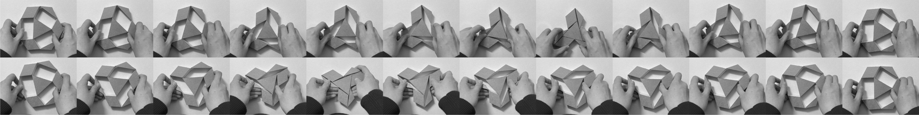 Transformable Puzzle — auxetic tiling folded through a sequence of forms